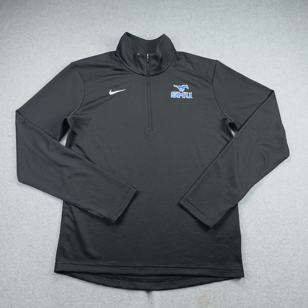 SMU Mustangs Pullover Mens Small Black NCAA Pacer 1/4 Zip Dri Fit Nike